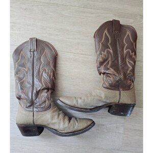 Nocona Brown Taupe Leather Texas Vintage D517 Western Cowboy Boots Mens 7.5 D